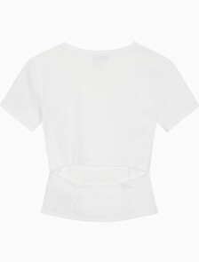 Buy 여성 슬림핏 컷 오프 크롭 반팔 티셔츠 in color BRILLIANT WHITE
