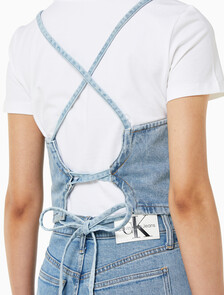 Buy 여성 타이 디테일 숏 탑 in color CHALKY BLUE