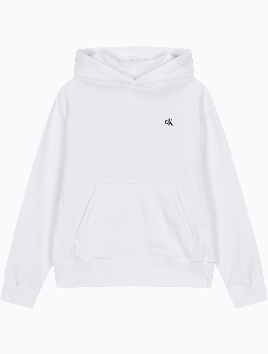 Buy 여성 릴렉스핏 CK 스몰 로고 기모 후디 in color BRILLIANT WHITE