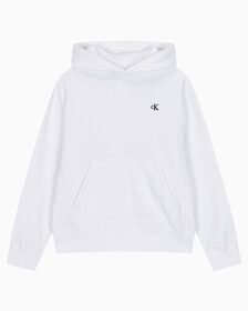 Buy 여성 릴렉스핏 CK 스몰 로고 기모 후디 in color BRILLIANT WHITE