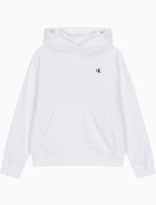 Buy 여성 릴렉스핏 CK 스몰 로고 기모 후디 in color BRILLIANT WHITE