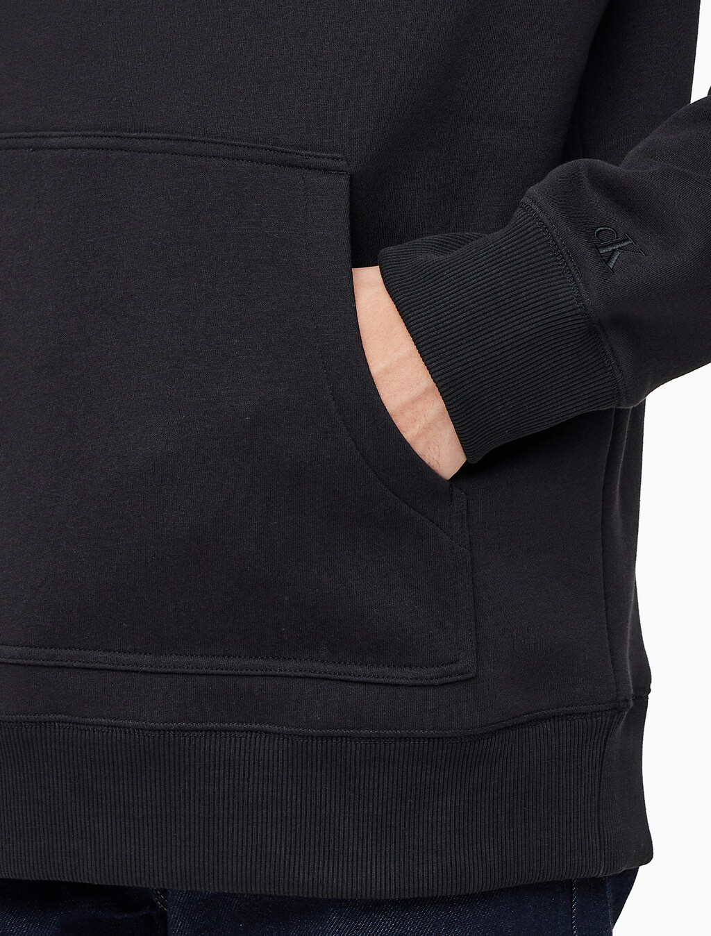 Buy 남성 롱슬리브 릴렉스핏 모노그램 기모후디 in color CK BLACK
