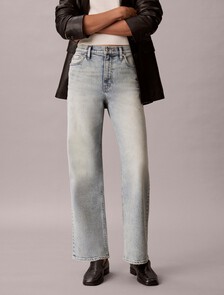 Buy 여성 와이드 레그 메이플 페이드 데님 in color Light Blue