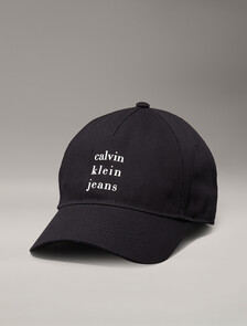 Buy 남녀공용 CKJ 프린트 레터링 로고 볼캡 in color BLACK