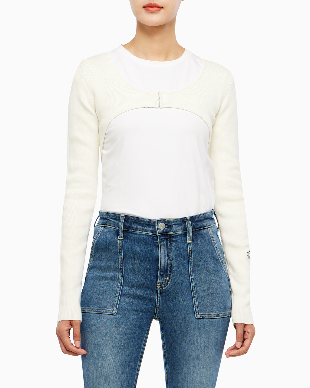 Buy 여성 마이크로 가디건 in color WHITE
