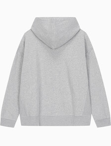 Buy 남성 아카이브 릴렉스핏 CK 스몰 로고 기모 후디 in color GREY HEATHER