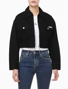 Buy 여성 크롭 블랙 데님 자켓 in color Black
