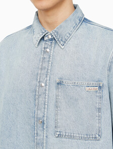Buy 남성 레귤러핏 라이트블루 데님 셔츠 in color CHALKY BLUE