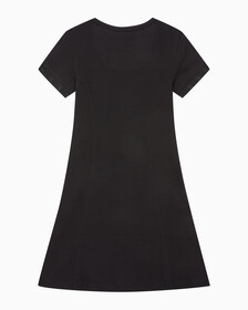 Buy 여성 로고 엠보스 립 반팔 코튼 드레스 in color CK BLACK