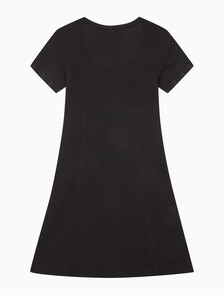 Buy 여성 로고 엠보스 립 반팔 코튼 드레스 in color CK BLACK