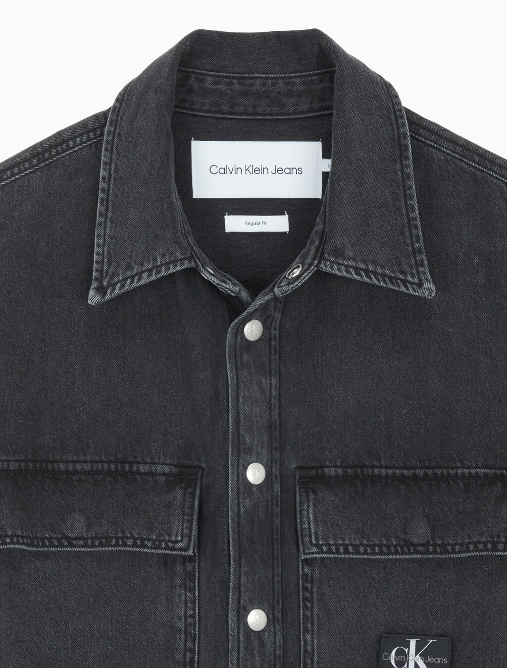 Buy 남성 릴렉스핏 데님 셔츠 in color WASHED BLACK LOGO LACE