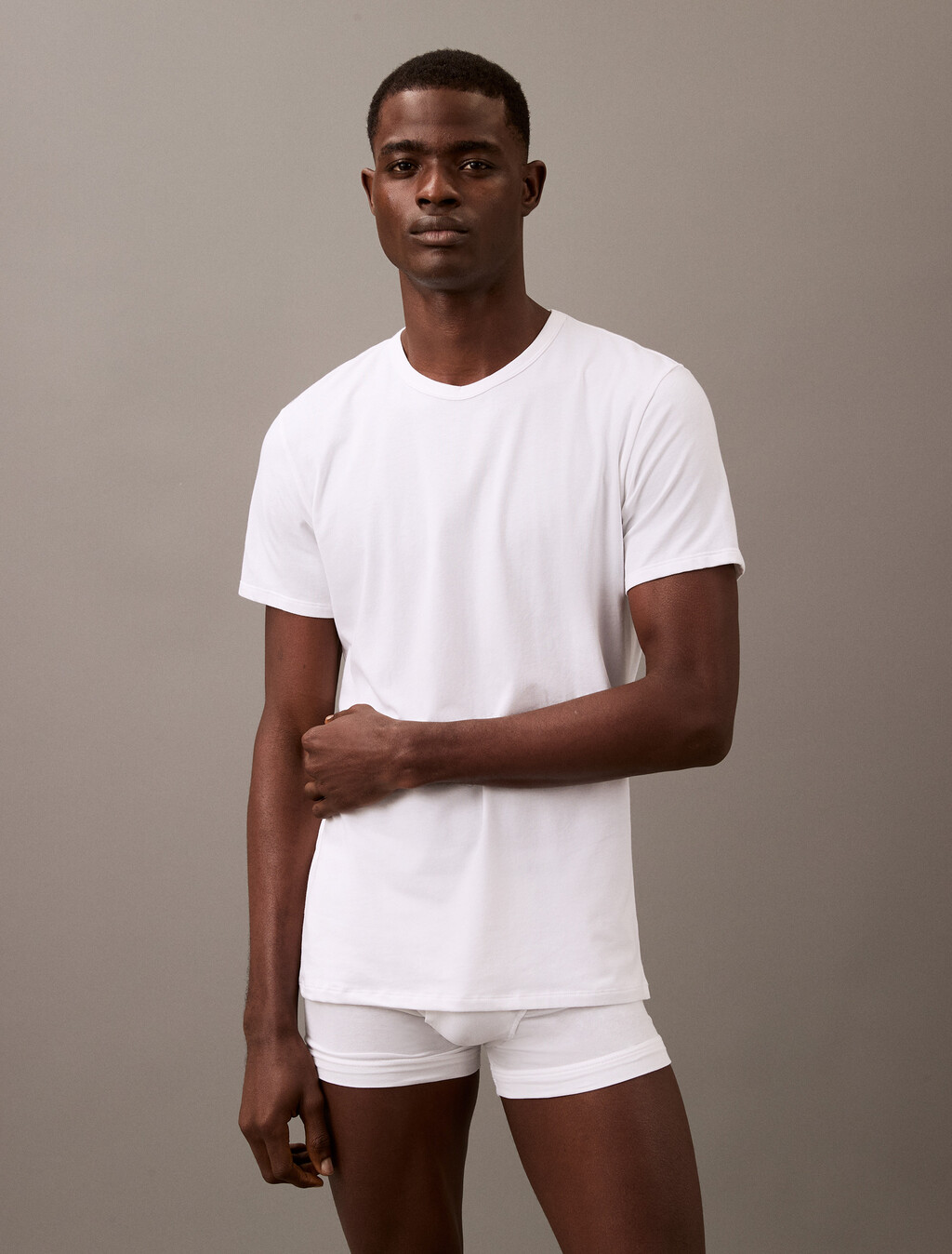 Buy 남성 코튼 스트레치 3PK 반팔 크루넥 in color WHITE