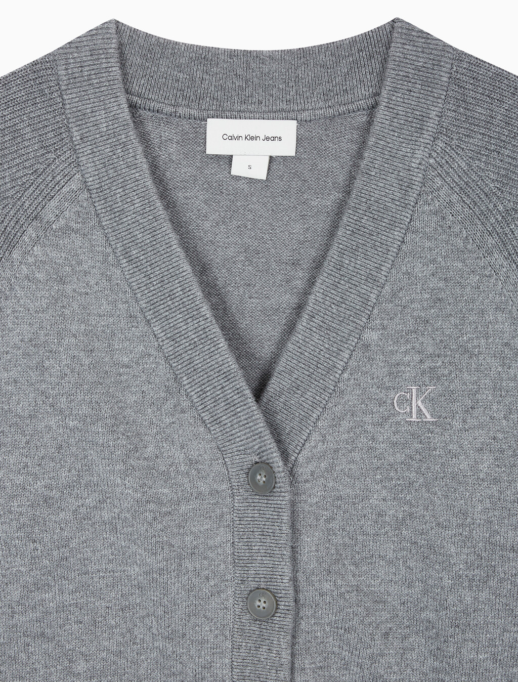 Buy 여성 브이넥 립 가디건 in color GREY