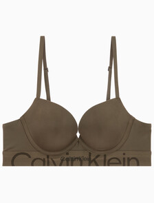 Buy 여성 엠보스드 아이콘 마이크로 AF 푸쉬업 플런지 브라 in color OLIVE