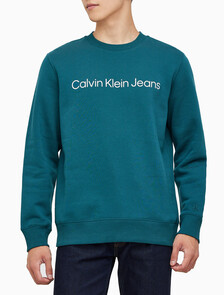 Buy 남성 레귤러핏 인스티튜셔널 로고 기모 스웨트셔츠 in color ATLANTIC DEEP