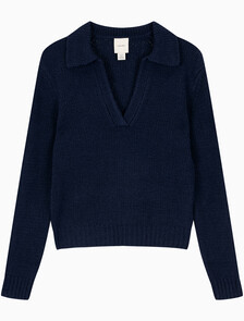 Buy 여성 L/S 부클레 폴로 in color DARK SAPPHIRE