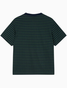 Buy 남성 스트라이프 모노그램 로고 반팔 티셔츠 in color Navy