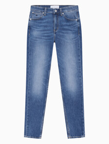 Buy 여성 하이라이즈 바디 스키니핏 미드 블루 앵클 37.5 데님 in color MID BLUE BACK EMBRO