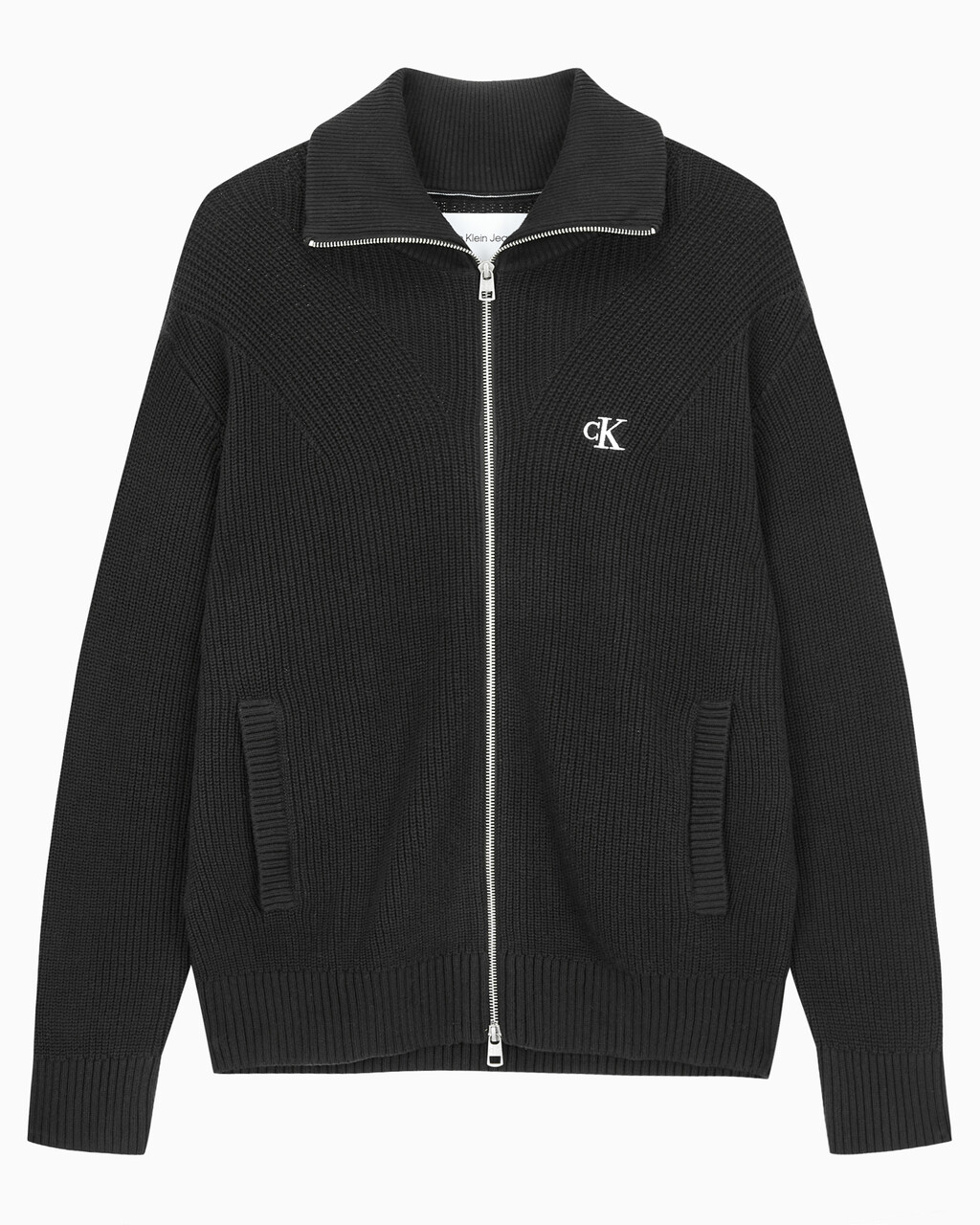 Buy 남성 립 집업 가디건 in color CK BLACK