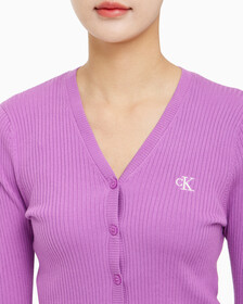 Buy 여성 슬림 브이넥 가디건 in color IRIS ORCHID