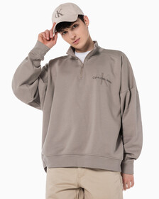 Buy 남녀공용 모노그램 로고 하프 집업 스웨트셔츠 in color PERFECT TAUPE