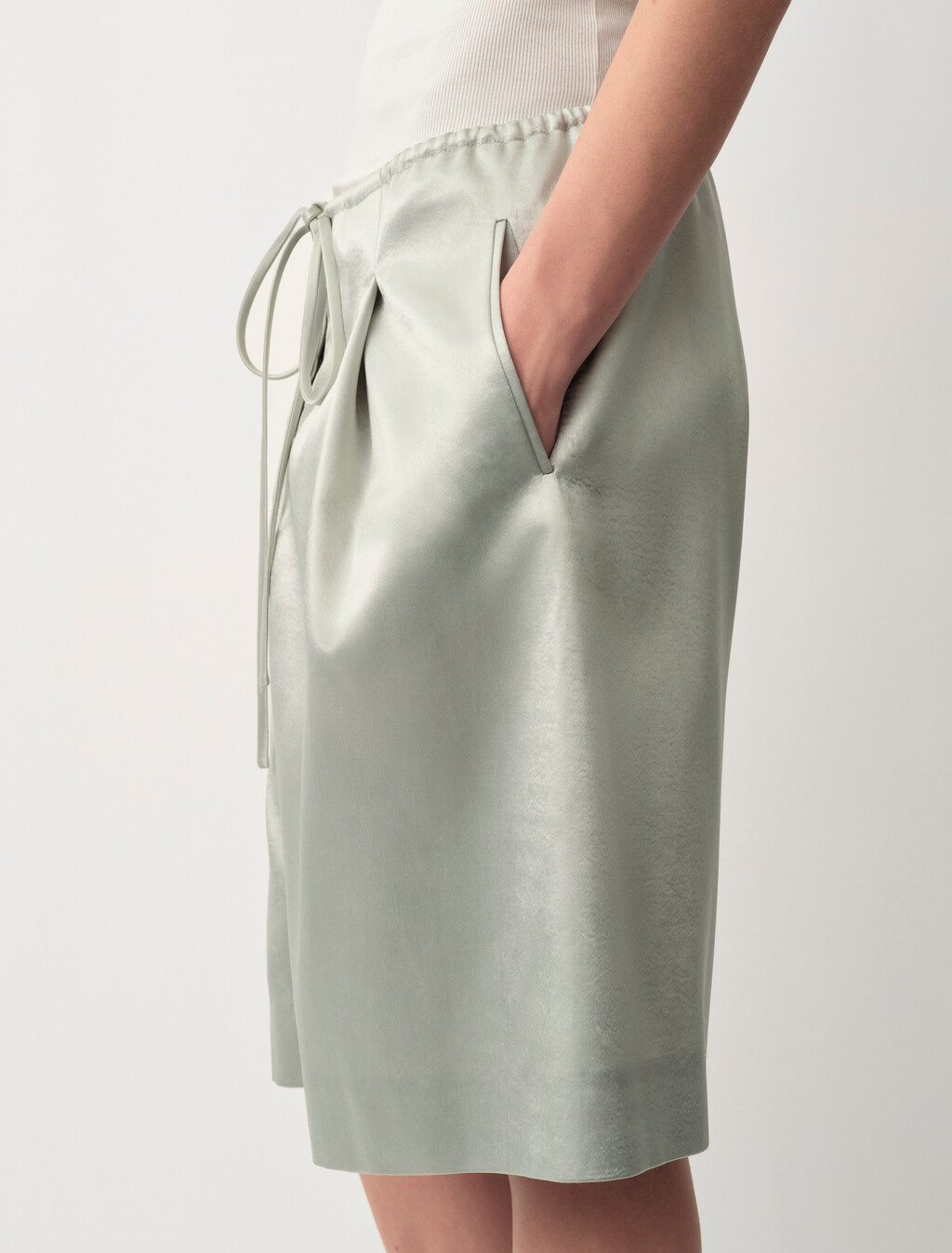 Buy MICA WOMENS SATIN SHORTS in color BARELY BLUE