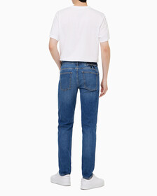 Buy 남성 바디 테이퍼핏 미드 블루 37.5 데님 in color MID BLUE BACK EMBRO