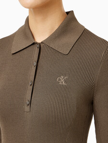 Buy 여성 플레어 맥시 립 폴로 드레스 in color BROWN
