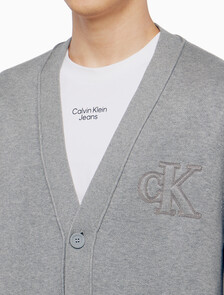 Buy 남성 바시티 가디건 스웨터 in color MID GREY HEATHER