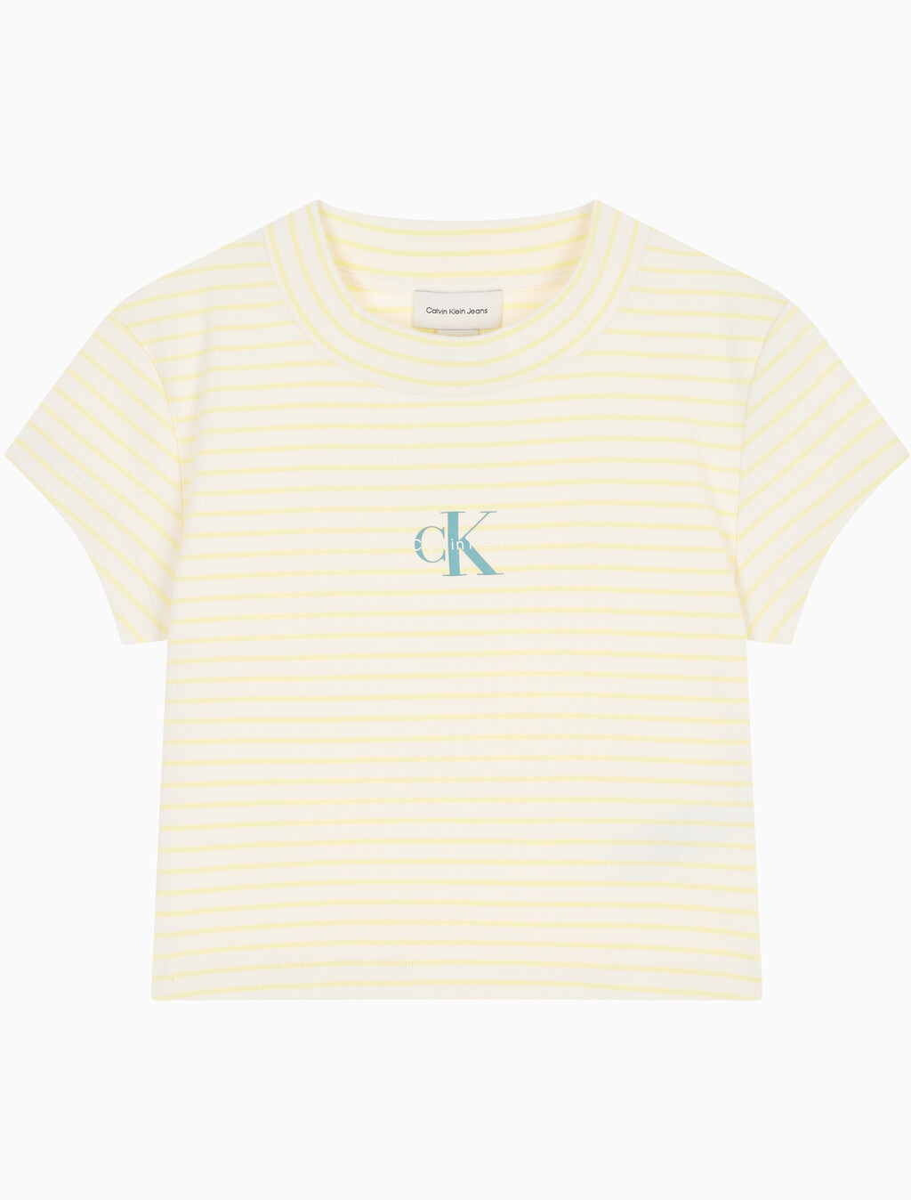 Buy 여성 스트라이프 모노로고 베이비립 티 in color Yellow