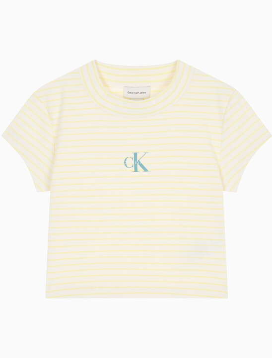 여성 스트라이프 모노로고 베이비립 티