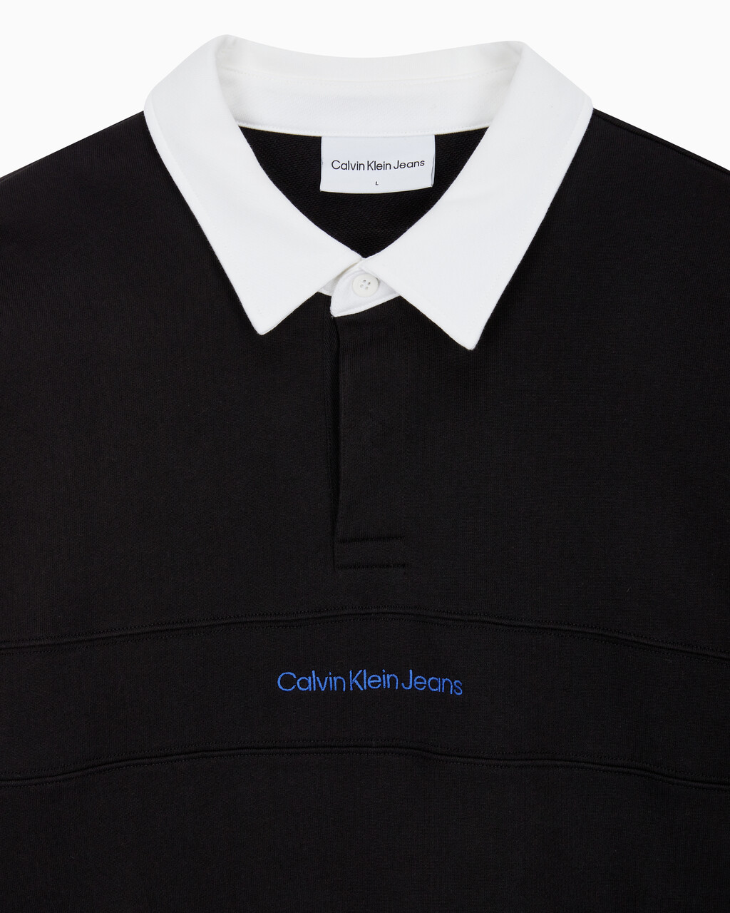 Buy 남성 롱슬리브 럭비 탑 in color CK BLACK