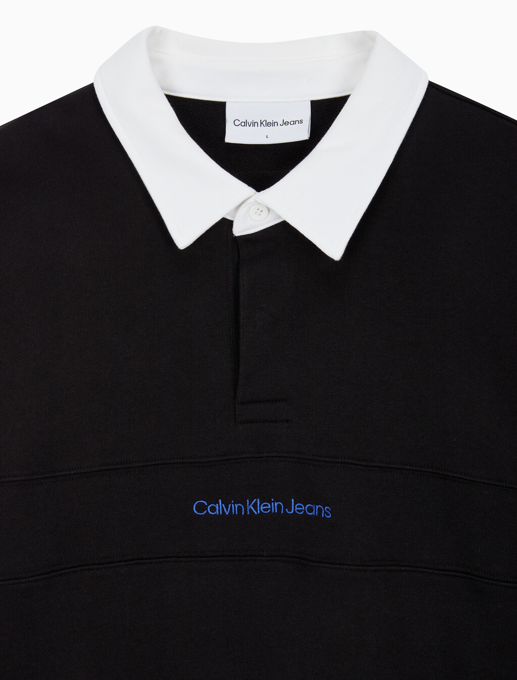 Buy 남성 롱슬리브 럭비 탑 in color CK BLACK