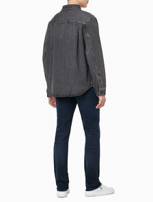 Buy 남성 오버핏 블랙 워시 데님 셔츠 in color BLACK FOG