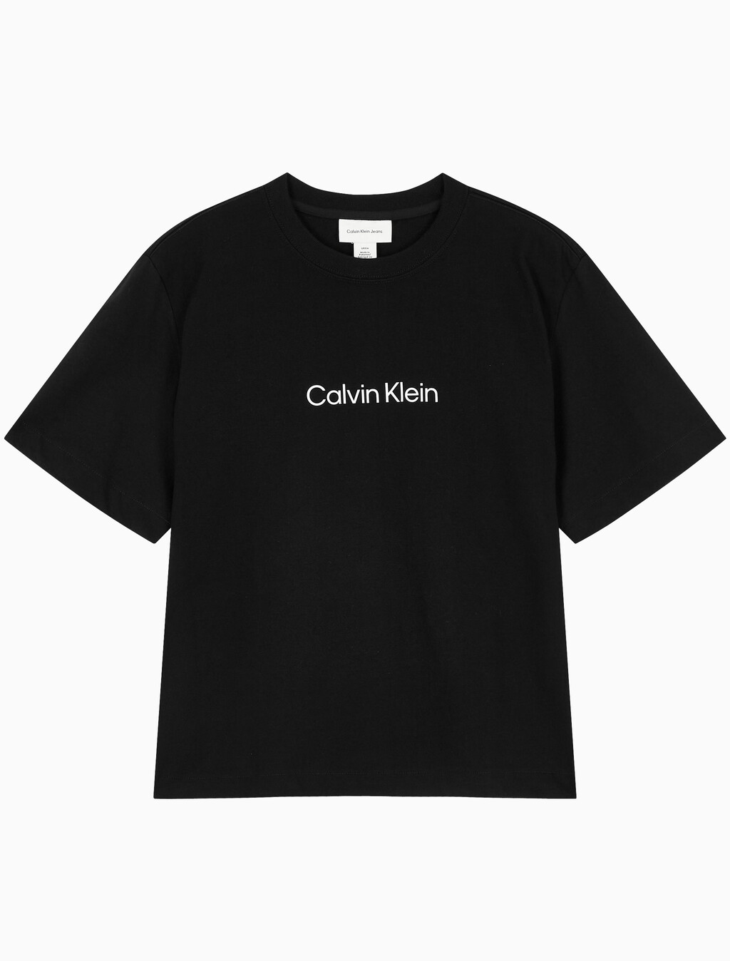 Buy 여성 릴렉스드 스탠다드로고 크루넥 반팔 티셔츠 in color BLACK