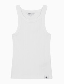 Buy 여성 베리게이티드 립 우븐 탭 탱크 탑 in color BRIGHT WHITE