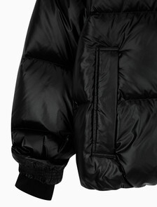 Buy 남녀공용 스탠드 카라 글로시 다운 푸퍼 자켓 in color CK BLACK