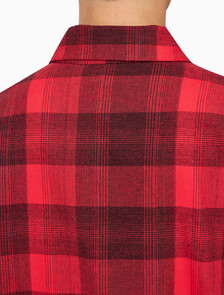Buy 남성 CK 퓨어 플란넬 롱슬리브 셔츠 in color RED BLACK FLANNEL