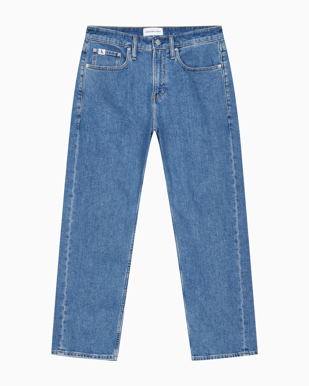 Buy 남성 90'S 스트레이트핏 크롭 데님 in color MID BLUE BACK EMBRO