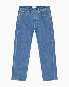 Buy 남성 90'S 스트레이트핏 크롭 데님 in color MID BLUE BACK EMBRO