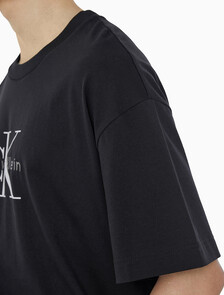 Buy 남성 오버핏 모노그램 로고 반팔 티셔츠 in color BLACK