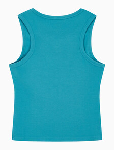Buy 여성 우븐라벨 코튼 립 탱크 탑 in color TUSCAN TEAL