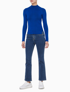 Buy 여성 L/S 모크넥 풀오버 스웨터 in color blue