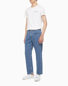Buy 남성 90'S 스트레이트핏 크롭 데님 in color MID BLUE BACK EMBRO