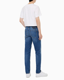 Buy 남성 바디 테이퍼핏 미드 블루 37.5 데님 in color MID BLUE BACK EMBRO