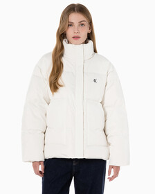 Buy 여성 숏 렝스 스탠드 카라 푸퍼 다운 재킷 in color WHITE