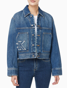Buy 여성 워크웨어 CK 로고 데님 자켓 in color Mid blue