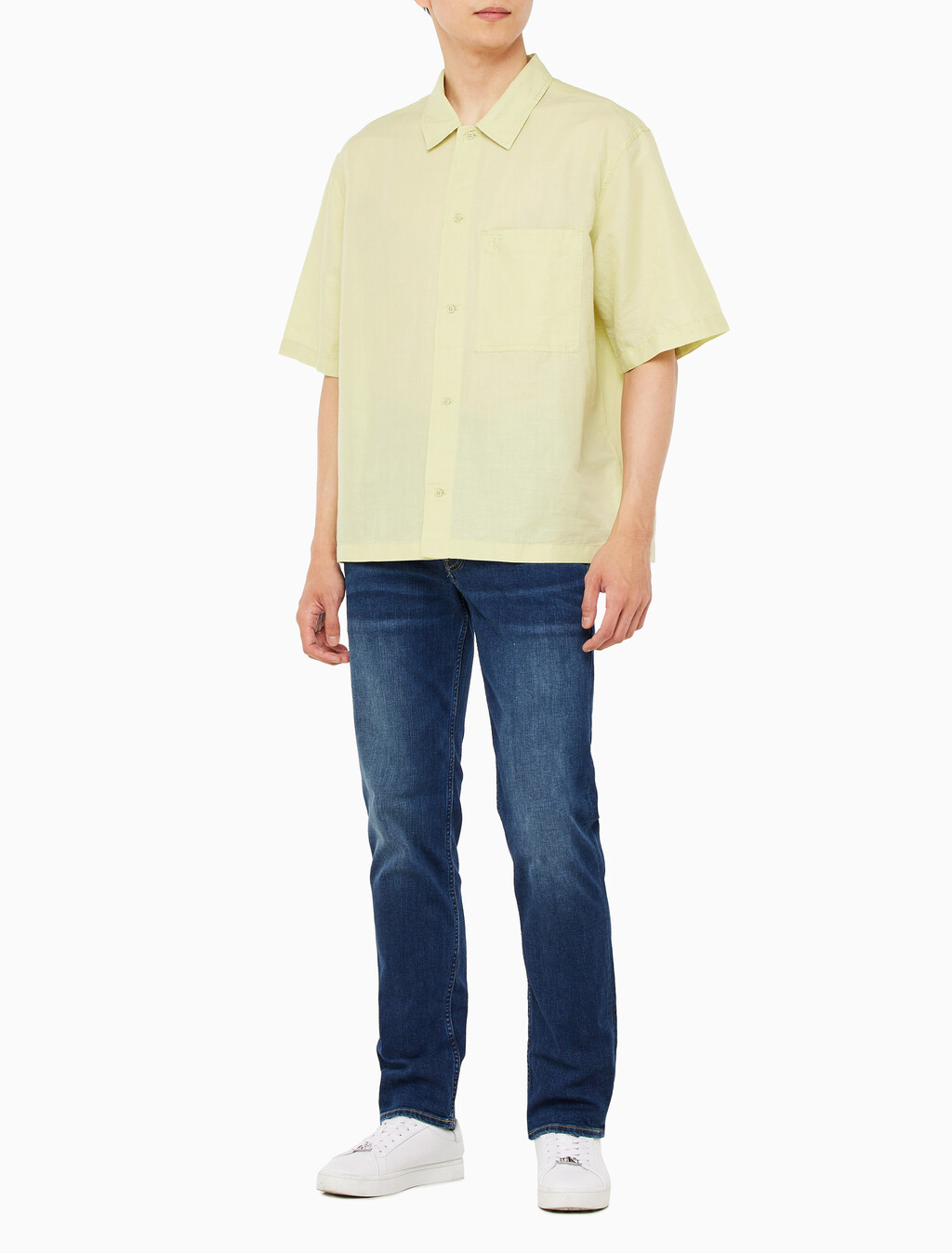 Buy 남성 소프트 린넨 반팔 셔츠 in color GREEN