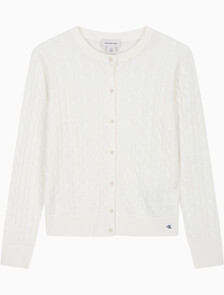 Buy 여성 울 케이블 크루넥 가디건 in color ANCIENT WHITE