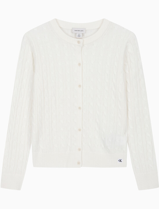 여성 울 케이블 크루넥 가디건